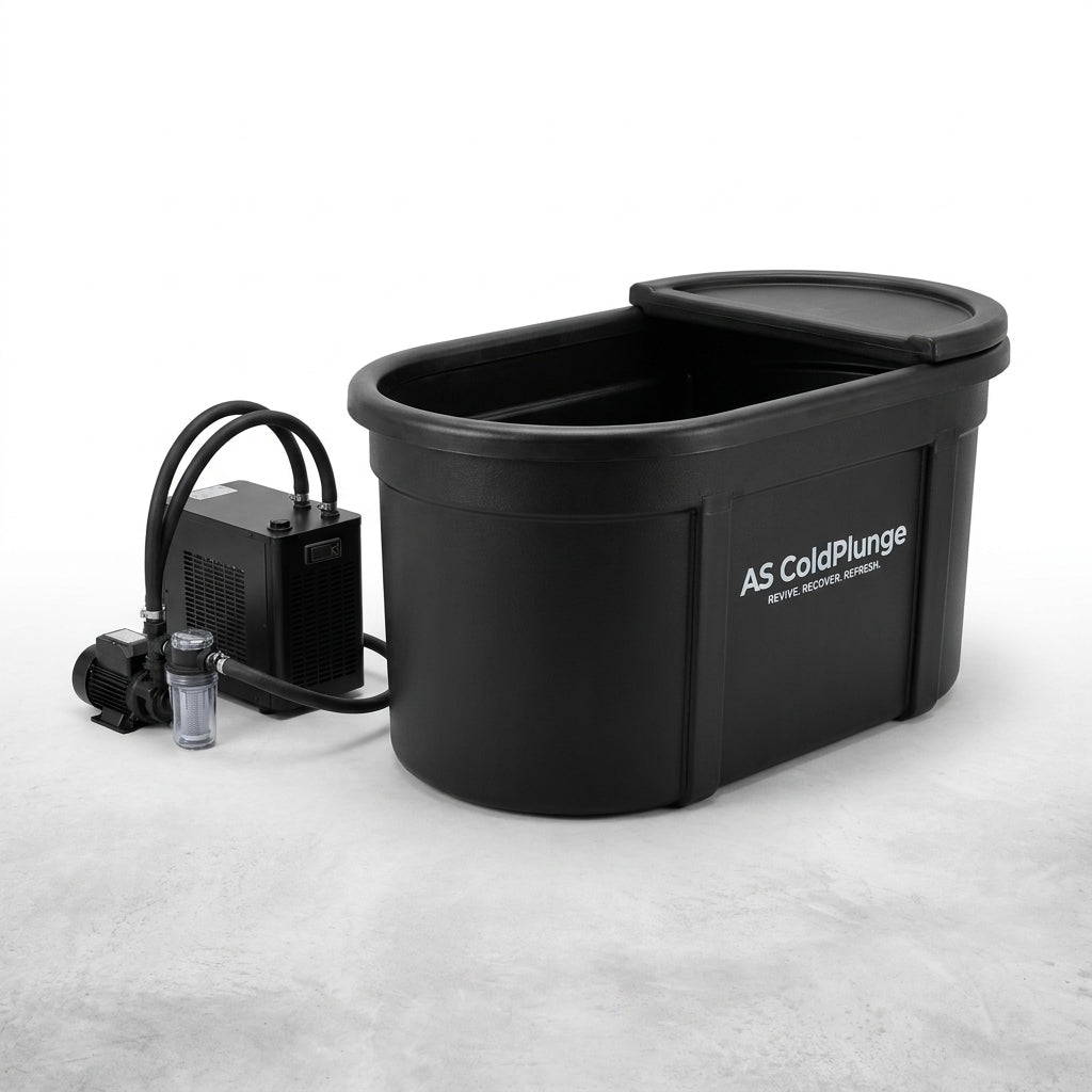 1/3 HP Ice Bath Chiller & 148 Gal Oval Cold Plunge Tub Kit | Cold Plunge Chiller with External Pump & Filter, XXL Upgraded Ice Pod, Cold Plunge Tub with Chiller for Cold Therapy Recovery — Studio Shot