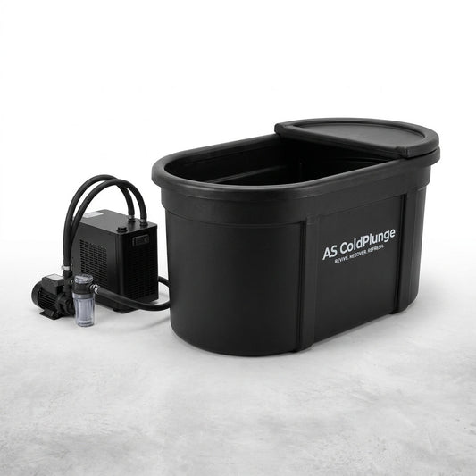 1/3 HP Ice Bath Chiller & 148 Gal Oval Cold Plunge Tub Kit | Cold Plunge Chiller with External Pump & Filter, XXL Upgraded Ice Pod, Cold Plunge Tub with Chiller for Cold Therapy Recovery — Studio Shot