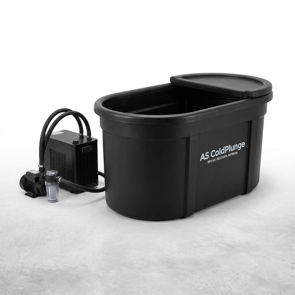 1/3 HP Ice Bath Chiller & 148 Gal Oval Cold Plunge Tub Kit | Cold Plunge Chiller with External Pump & Filter, XXL Upgraded Ice Pod, Cold Plunge Tub with Chiller for Cold Therapy Recovery — Studio Shot