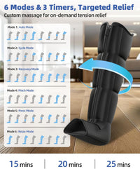 Leg Compression Massager, Full-Leg Compression Boots, Black Medium | 8 Intensity & 6 Modes for Circulation & Muscle Relief, Fast Recovery for Athletes, FSA-HSA Eligible, Gifts for Men & Women