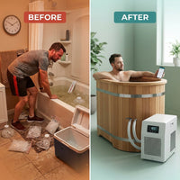 Indoor Cold Plunge Tub Built for Home Recovery, 54 Inch Capacity, 1.3 HP Chiller, Ozone Sanitation — Before & After