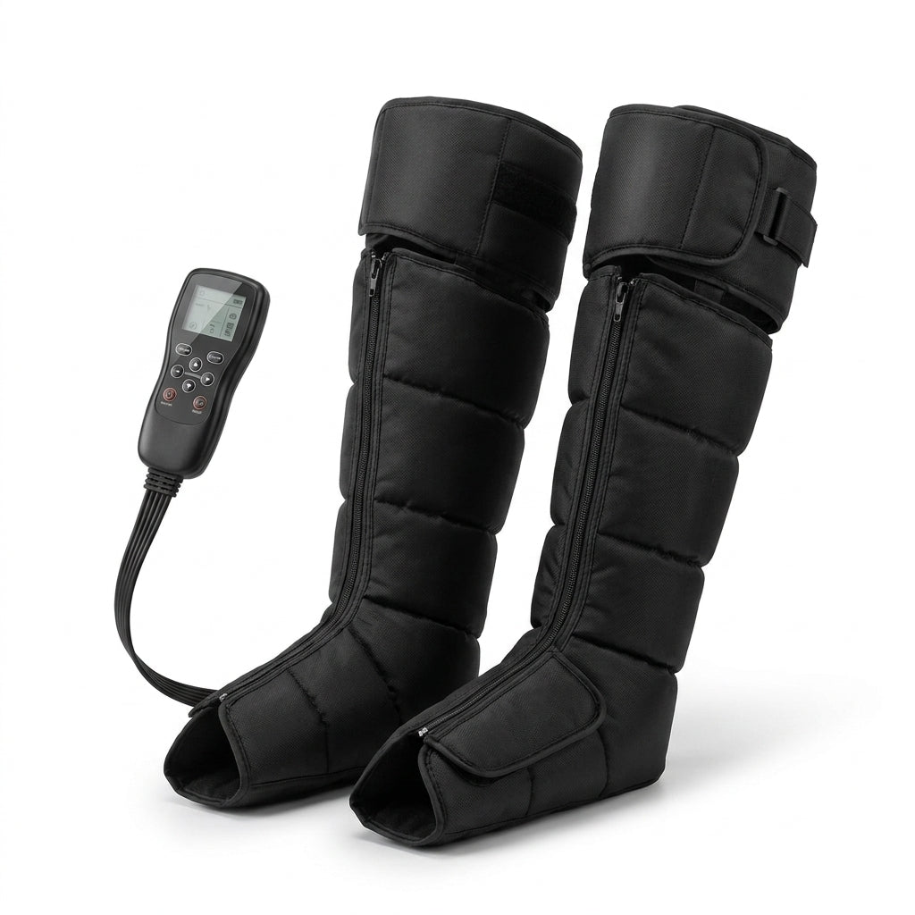 Leg Compression Massager, Full-Leg Compression Boots, Black Medium | 8 Intensity & 6 Modes for Circulation & Muscle Relief, Fast Recovery for Athletes, FSA-HSA Eligible, Gifts for Men & Women — Studio Shot