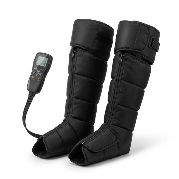Leg Compression Massager, Full-Leg Compression Boots, Black Medium | 8 Intensity & 6 Modes for Circulation & Muscle Relief, Fast Recovery for Athletes, FSA-HSA Eligible, Gifts for Men & Women — Studio Shot