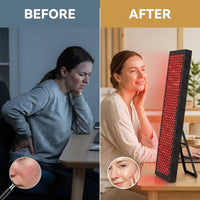 Red Light Therapy Box, 5In1 LED with 630-660-810-830-850, Metal Case, 3 Modes Red Light Panel with Soft Belt, 6 Timing Set - 9 Pulse Modes - 4-Level - Red Light Therapy Panel for Body — Before & After