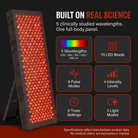 Red Light Therapy Box, 5In1 LED with 630-660-810-830-850, Metal Case, 3 Modes Red Light Panel with Soft Belt, 6 Timing Set - 9 Pulse Modes - 4-Level - Red Light Therapy Panel for Body — Results & Stats
