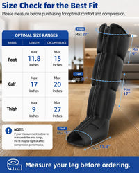 Leg Compression Massager, Full-Leg Compression Boots, Black Medium | 8 Intensity & 6 Modes for Circulation & Muscle Relief, Fast Recovery for Athletes, FSA-HSA Eligible, Gifts for Men & Women