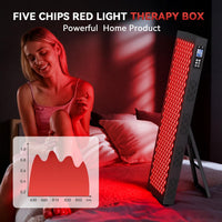 Red Light Therapy Box, 5In1 LED with 630-660-810-830-850, Metal Case, 3 Modes Red Light Panel with Soft Belt, 6 Timing Set - 9 Pulse Modes - 4-Level - Red Light Therapy Panel for Body